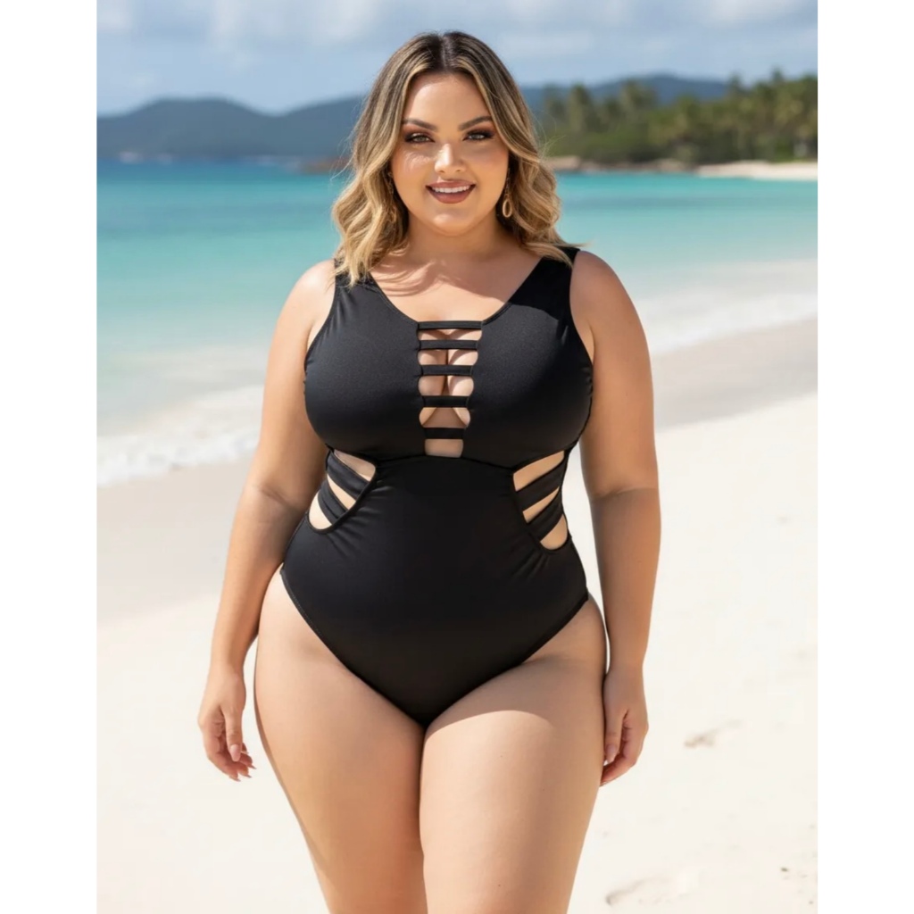Body Maiô trançado biquini plus size Moda Praia Verão todo forrado