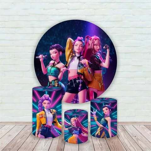 Trio Capas Cilindro + Painel Veste Fácil Tema  Guerreias do K-pop | Envio Rápido