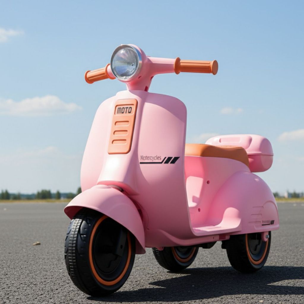 Mini Moto Elétrica Infantil 6V Scooter Retrô com Luz e Som Brinq Kids