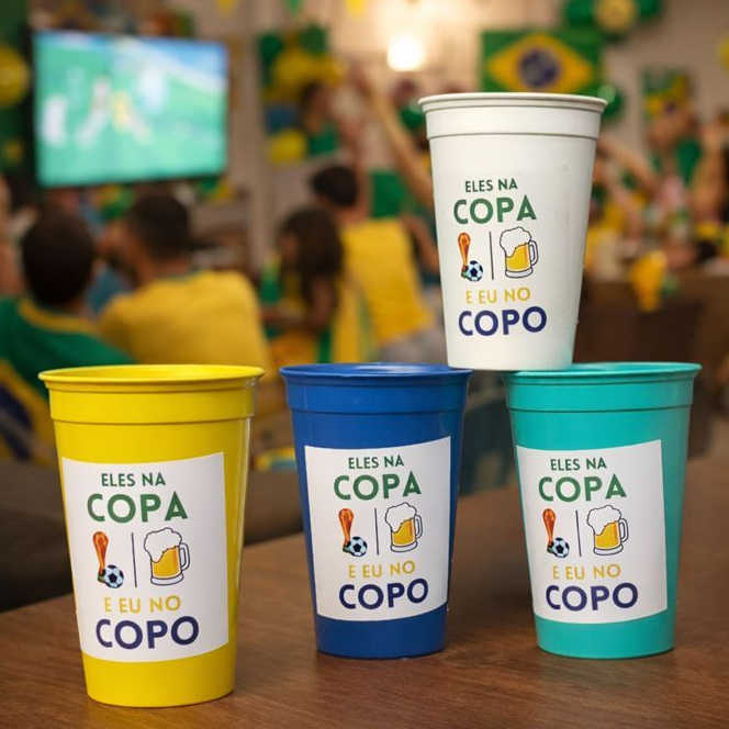 Copo long plastico copa decor taça mundo 15un coloridos servir bebidas assitir jogo futebol brasil