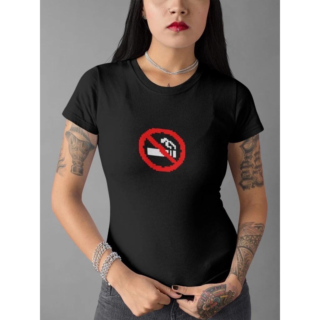 Baby Tee Y2K Feminina- Estampa 🚭, Conforto Elástico e Versátil para Primavera/Verão/Outono