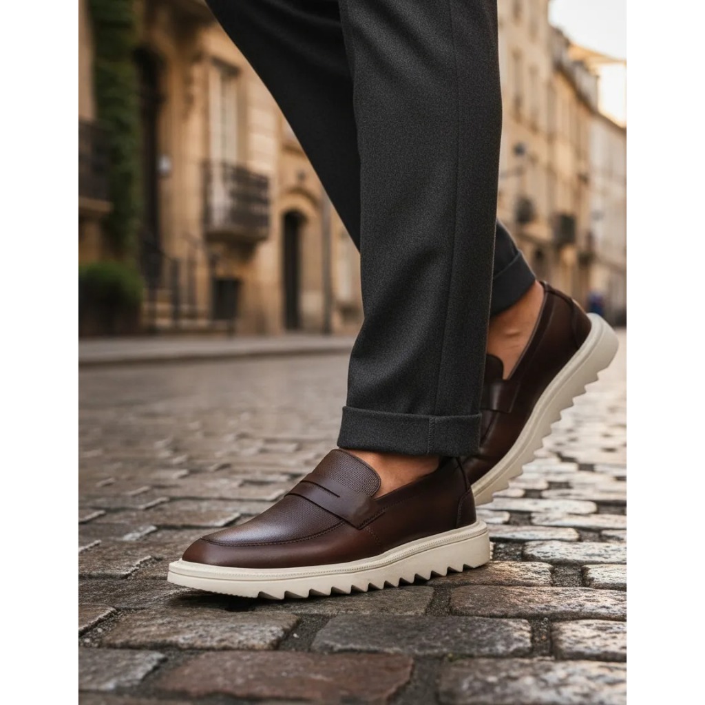 Sapato Mocassim Masculino Casual Solado Tratorado Oxford Social Casamento Elegante