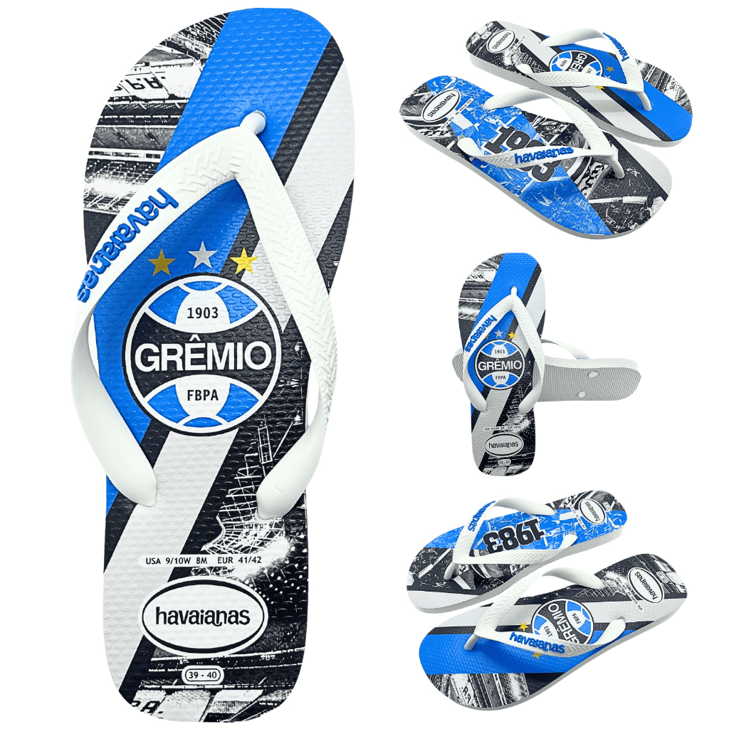 Chinelo Sandália Havaianas Top Times Grêmio Original Tricolor Masculino Feminino Futebol Licenciado