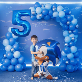 Kit Arco de Balões Sonic + Balão Número Idade + Balão Corpo Sonic Grande Decoração Festa em Oferta na Shopee