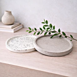 Bandeja Pequena ou Kit Bandejas em Cimento Natural porta objetos lavabo escritório