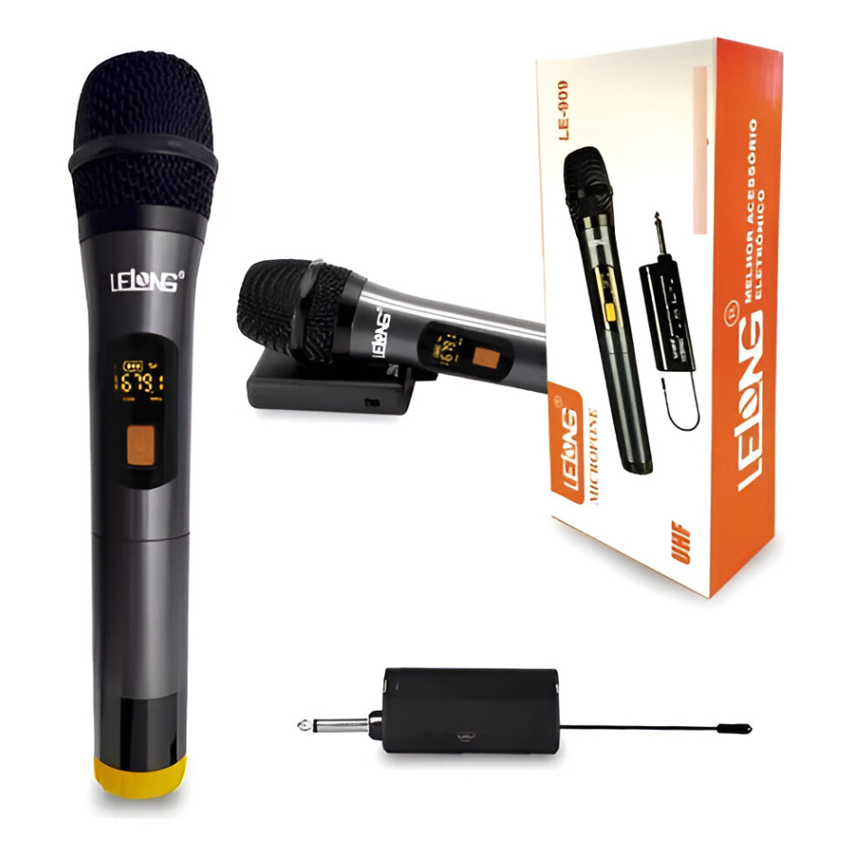 Microfone Digital Profissional Sem Fio Wireless Com Receptor Dinâmico Sem Ruído Lelong LE-909 em Oferta na Shopee