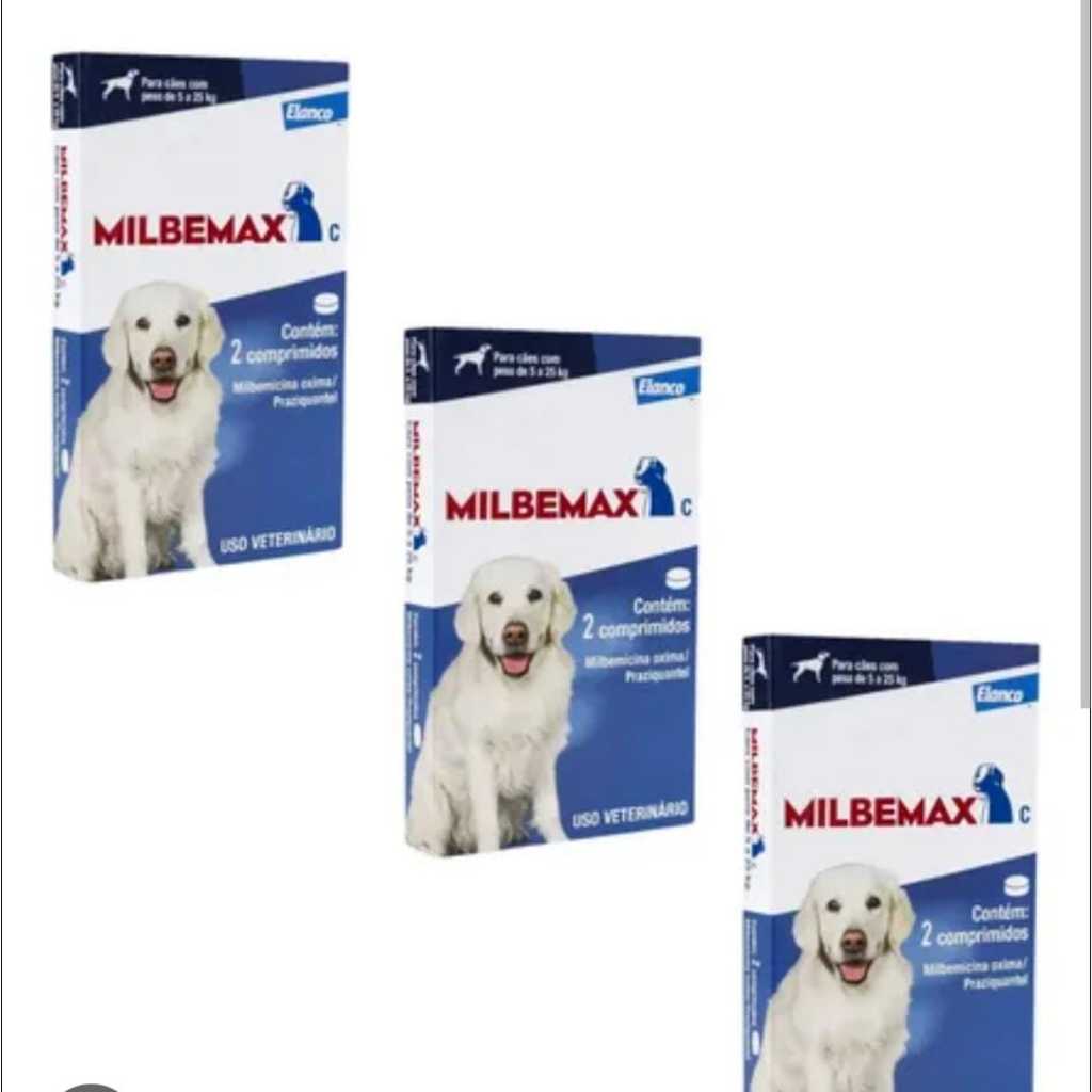 KIT 3 CAIXAS MILBEMAX 5 A 25KG PROX A VALIDADE