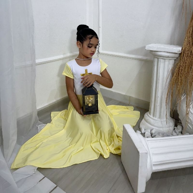 Vestido de Dança Coreografia Infantil CRUZ DOURADA Meninas