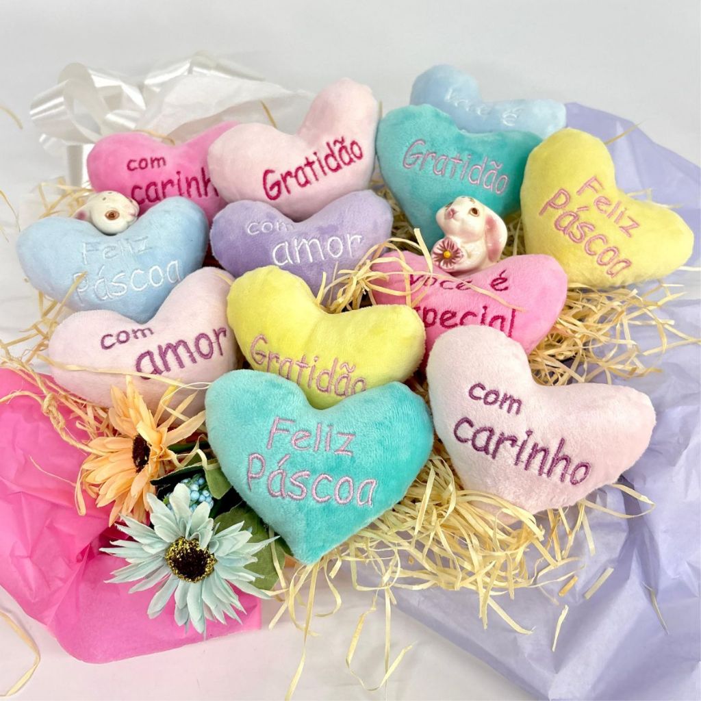Kit 4/8/12 Coração de Pelúcia Feliz Páscoa Dia Das Mães Almofada de Coração Para Namorados Te Amo