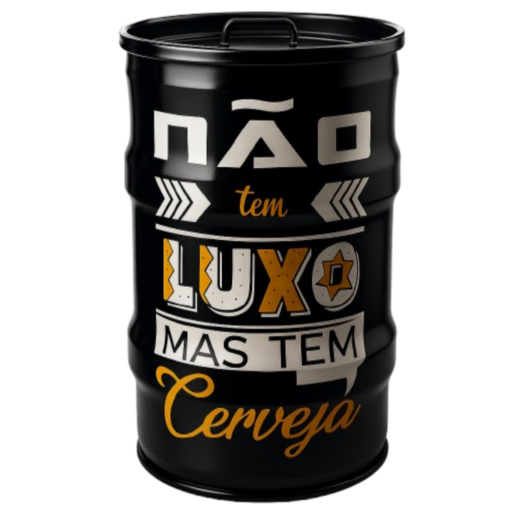 Lixeira Tambor Tonel Decorado Não Tem Luxo Mas Tem Cerveja 50lt em Oferta na Shopee