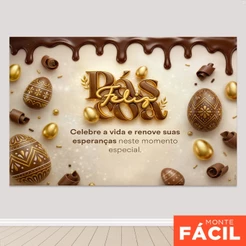 Painel Decoração de Páscoa Horizontal Retangular Em Tecido Sublimado