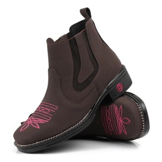 Bota Botina Feminina Texana Country Cano Médio Rodeio Promoção em Oferta na Shopee