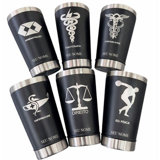 Copo térmico personalizado com profissão, foto, nome, logo time aço inox com tampa