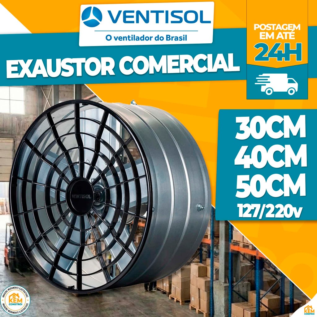 Exaustor Comercial Ventisol 30cm 40cm 50cm Tira Fumaça Para Cozinha Lanchonete Indústria Aço em Oferta na Shopee