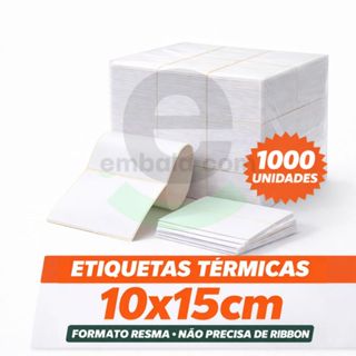 1000 Unidades de Etiquetas Térmicas 10x15 cm Formato Resma - Não Precisa de Ribbon em Oferta na Shopee