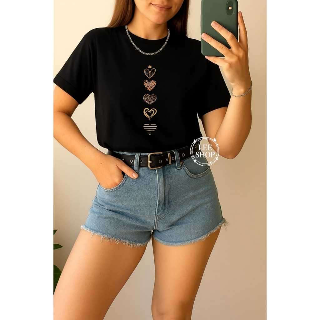 T-Shirt Feminina Leve Confortável Moda Feminina Casual Camiseta FEMININA Básica 100% Algodão Dia a Dia CAMISETA/ CORA-02