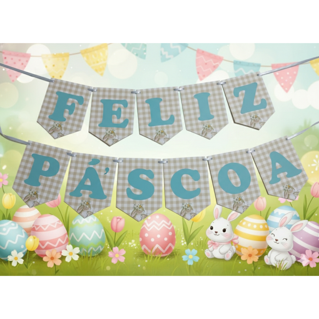 Faixa Varal De Letras Papel Feliz Páscoa, Aniversário Bandeirinhas Decoração De Festa,Bandeira em Oferta na Shopee