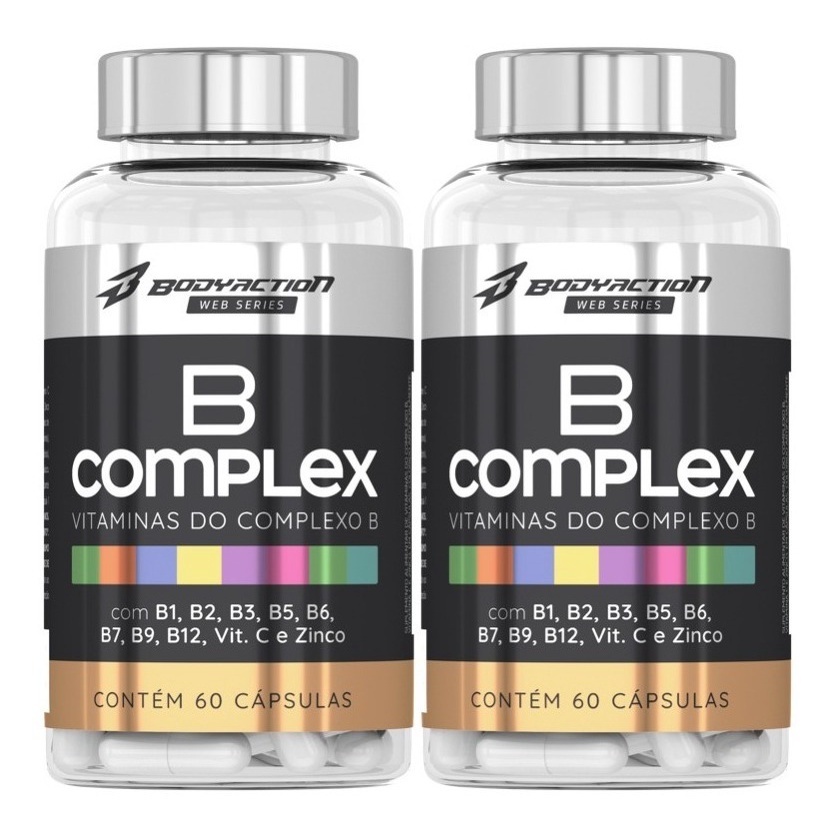 Kit 2x Complexo B + Vitamina C e Zinco Total 120 Caps Bodyaction