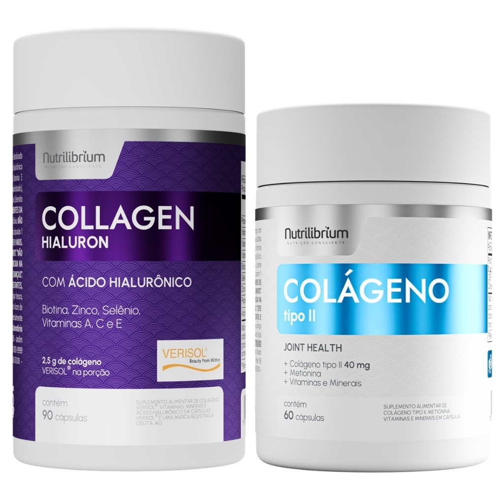 Kit Colágeno Verisol Ácido Hialurônico 90 Caps + Colágeno Tipo 2 60 Caps Nutrilibrium