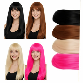 Peruca Longa Lisa colorida Fantasia Festa de Carnaval em Oferta na Shopee