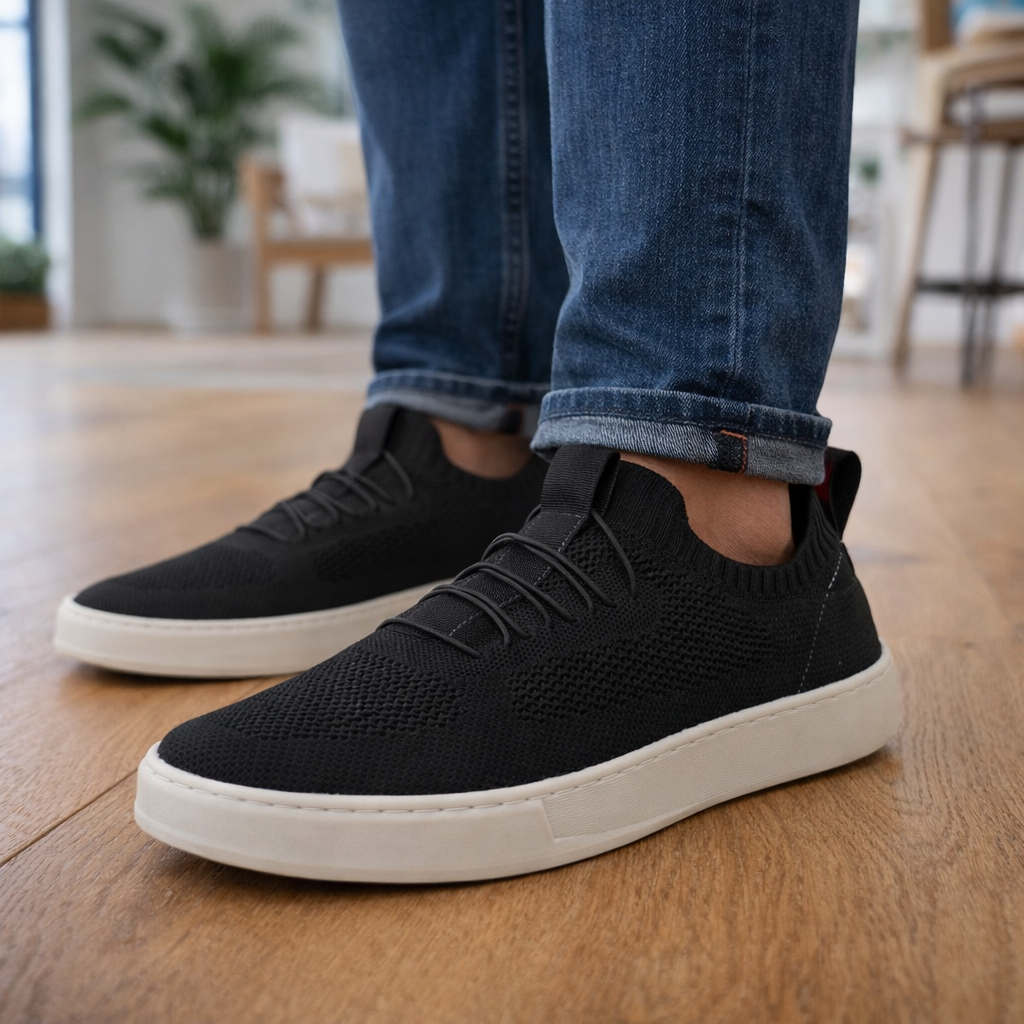 Sapatênis Calce Fácil Masculino Casual Knit Anatômico Estilo Social Urbano Moderno Slip On