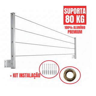 Varal de Roupa de Parede Retrátil 100% alumínio para Sacada Até 80kg em Oferta na Shopee