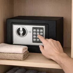 Cofre Eletrônico Digital Portátil de Aço com Chave Segurança e Senha