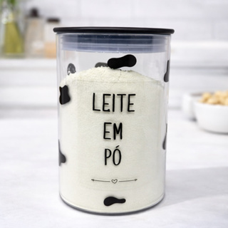 Pote Hermético 1L Decorado para Leite em Pó | Acrílico Transparente com Tampa Vedada em Oferta na Shopee
