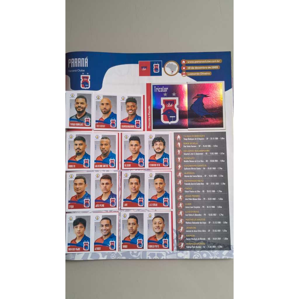 PARANÁ CLUBE FIGURINHAS CAMPEONATO BRASILEIRO 2019 ( VENDA POR UNIDADE ) ORIGINAIS PANINI