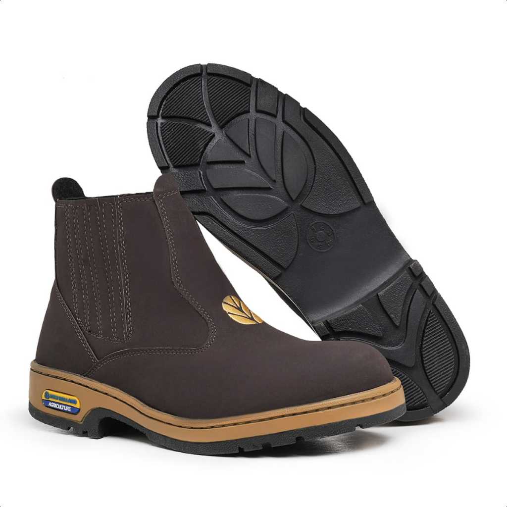 Botina Masculina Elástico Lateral Chelsea Agro PALMILHA COMFORT New Couro Sintético Nobuck Premium Holand Trabralho