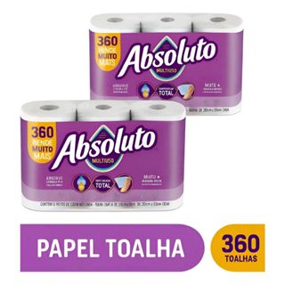 Kit 6 Rolos Papel Toalha Absoluto Multiuso 360 Folha Dupla em Oferta na Shopee