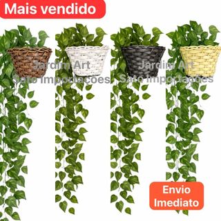 Jiboia Artificial Pendente para Parede com Vaso em 4 Opções de Cor 1v2c