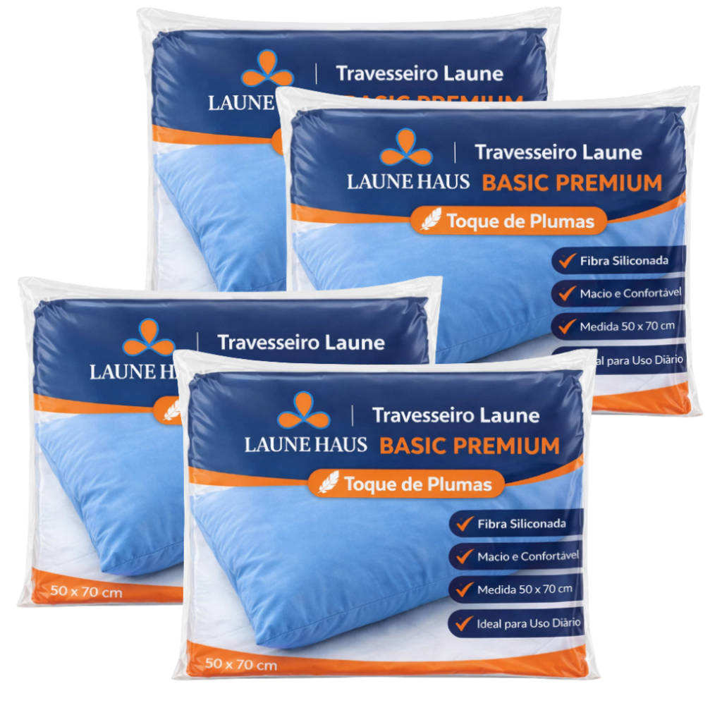 Kit 4 Travesseiro Basic Premium 70x50cm Antialérgico TNT Laune Haus