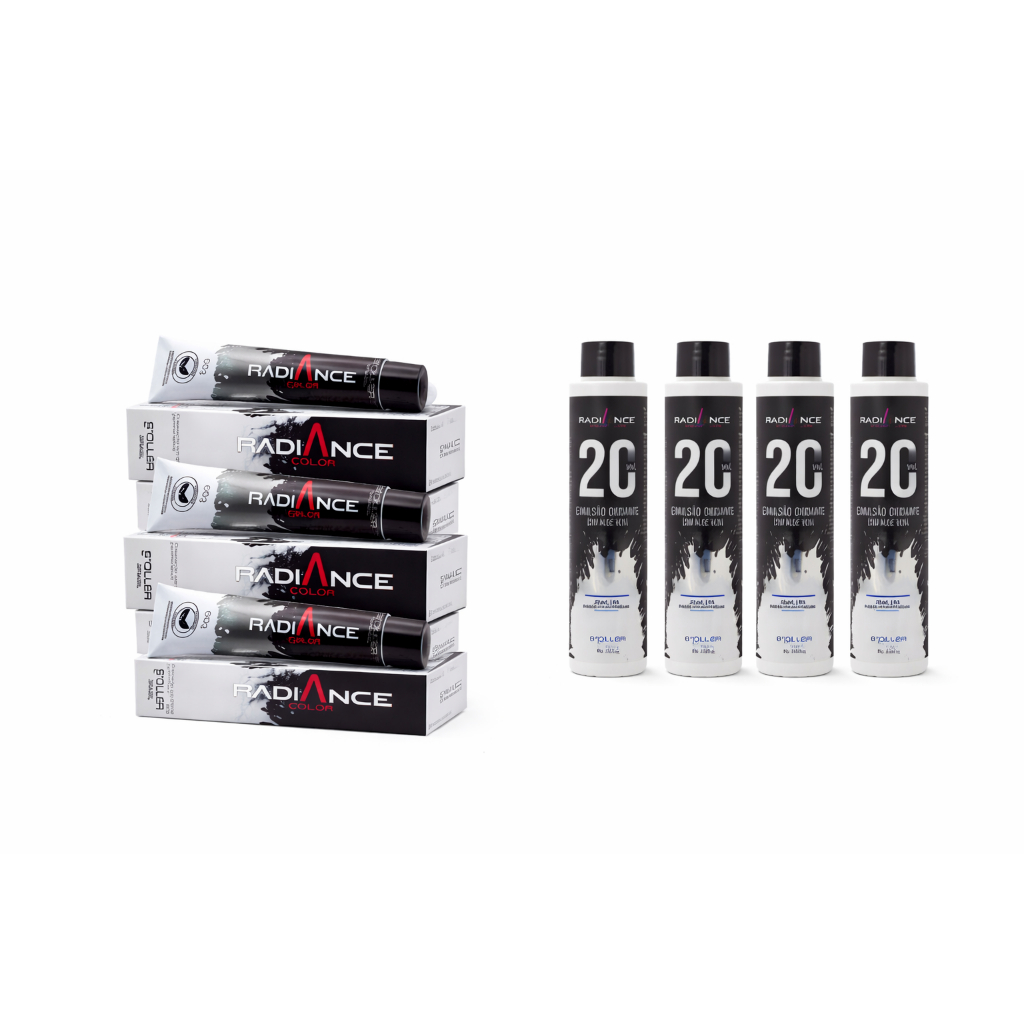 Ki 4 Tubos de Colorações Radiance 50g Tinta de Cabelo GANHE 4 Mini Oxigenadas 20