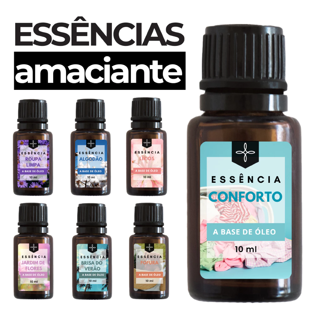 Essência Para Amaciante de Roupas Alto Rendimento Toque Suave Aroma Duradouro | 10ml a Base de Óleo