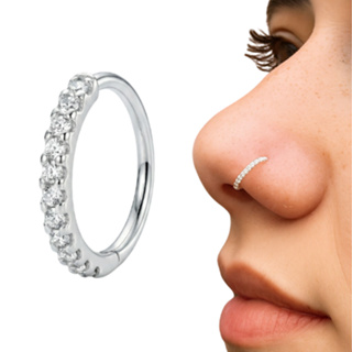 Piercing Nariz Cravejado Prata 925 Argola 8,5mm Zirconia PIERCING NARIZ NOSTRIL HELIX em Oferta na Shopee