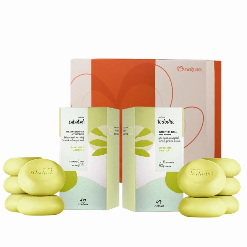 Kit presente Sabonete Em Barra Puro Vegetal Tododia Capim Limão e Hortelã (2itens)