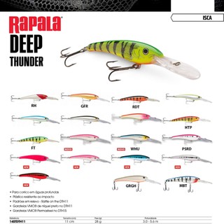 Isca Artificial Rapala Deep Thunder 11cm/28g Barbeluda Isca de Fundo Pintado Cachara Surubim Dourado