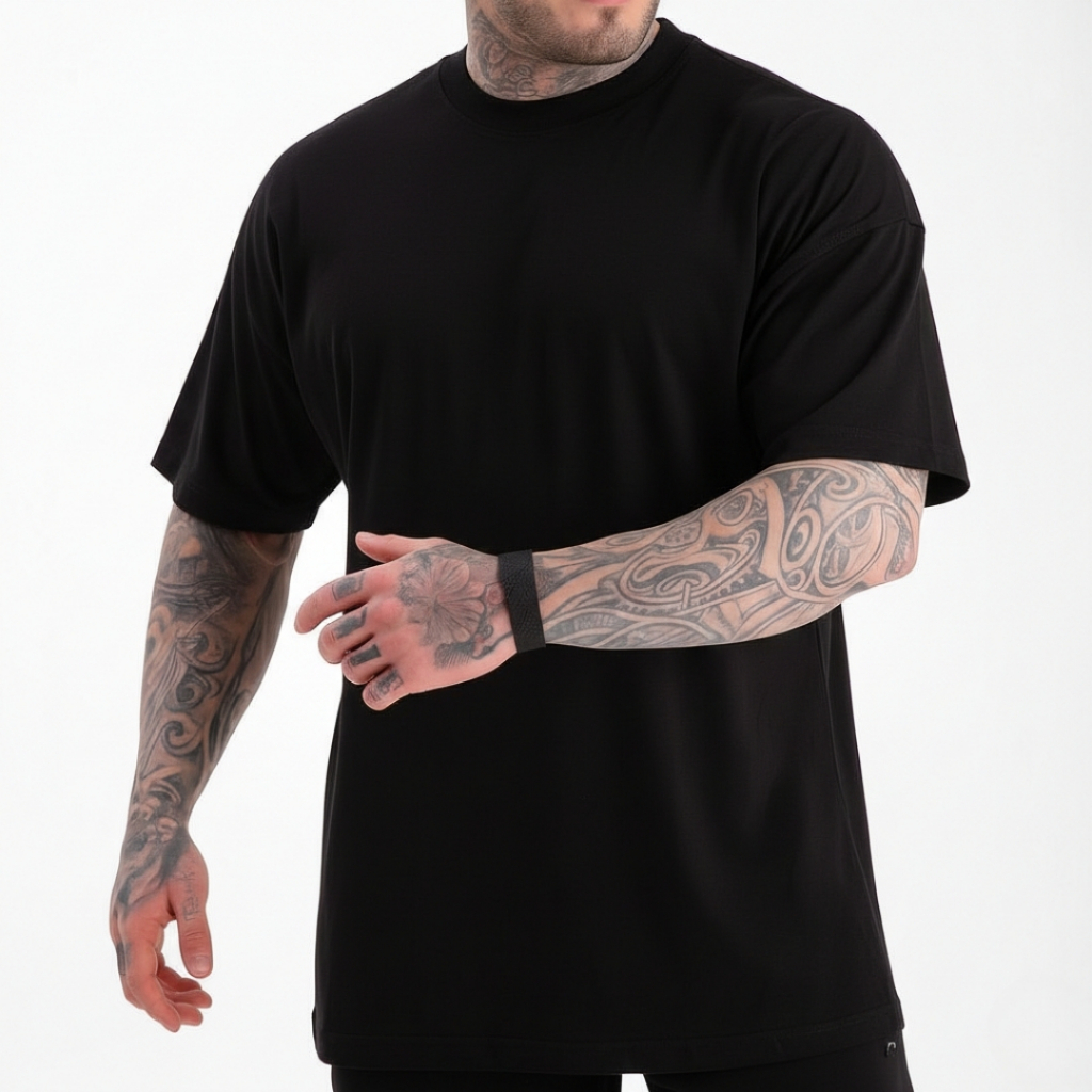 Roupa Masculina: Camisa Masculina Algodão Oversized - Camiseta Básica Lisa Premium Streetwear