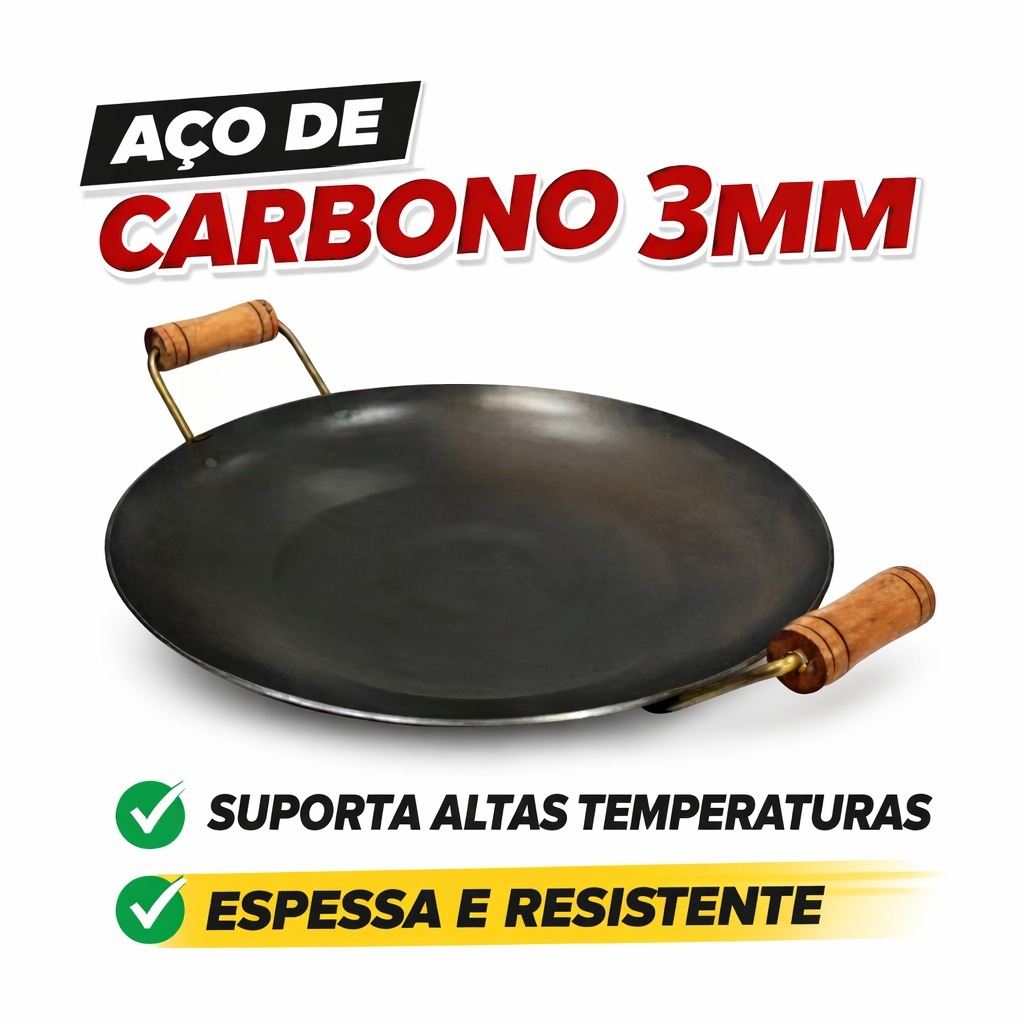 Chapa Disco De Arado Original Grande Tacho Porçoes Em Geral Alça De Madeira (41CM) Grandes Eventos