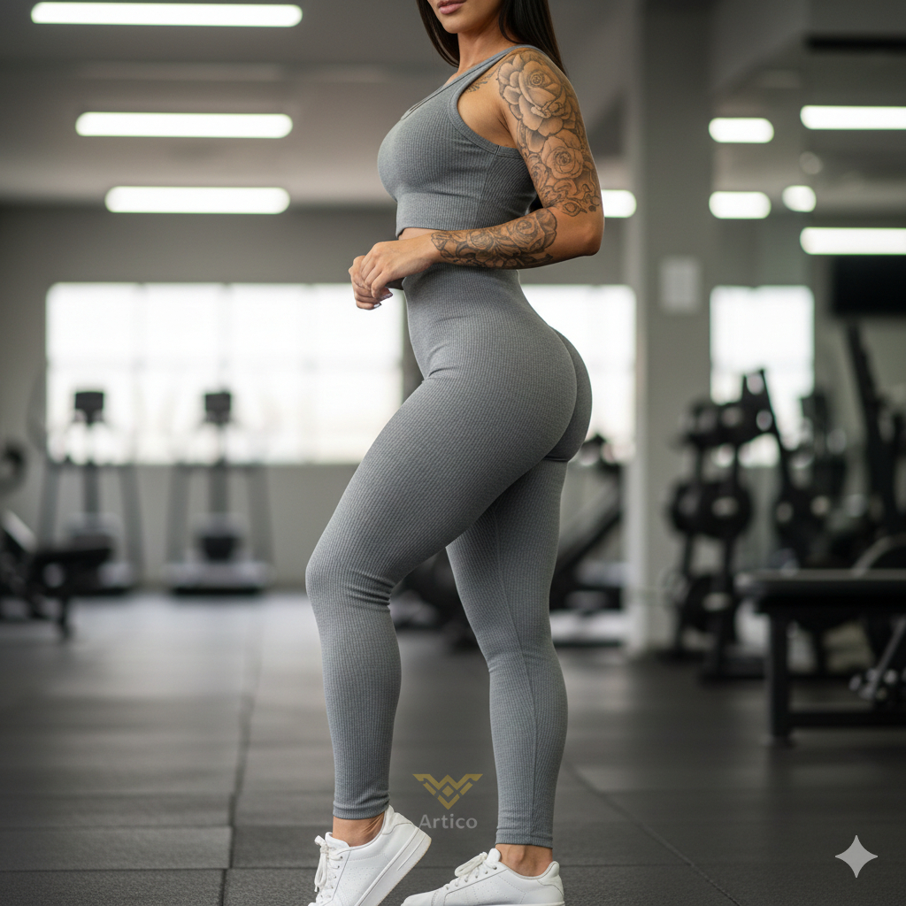 Conjunto Feminino Academia Top Cropped + Calça Zero Transparencia Canelado em Oferta na Shopee