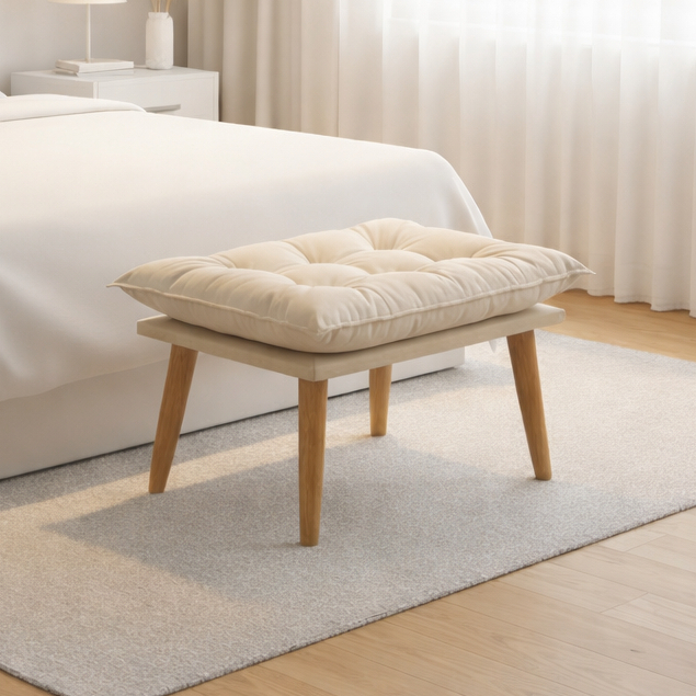 Puff Decorativo Opala Slim Tecido Suede Pés Retrô Várias Cores