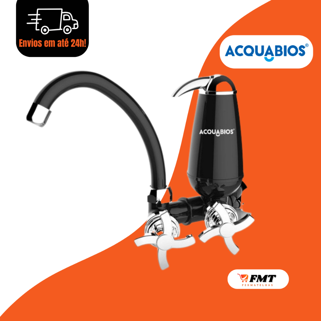 Torneira Com Filtro de Parede Cozinha E05 Preto Branco Vermelho Cromado Acquabios em Oferta na Shopee