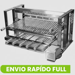 Churrasqueira Inox Com Motor, 6 Espetos Grelha Grill Elevant Elevatoria Motor Bivolt