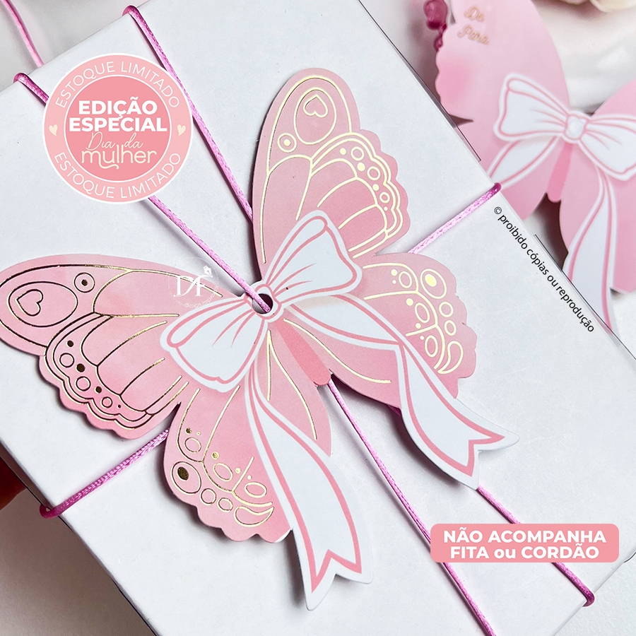 Tag LAÇO BORBOLETA hotstamping para embalagens e presentes | 10 ou 25 unid em Oferta na Shopee