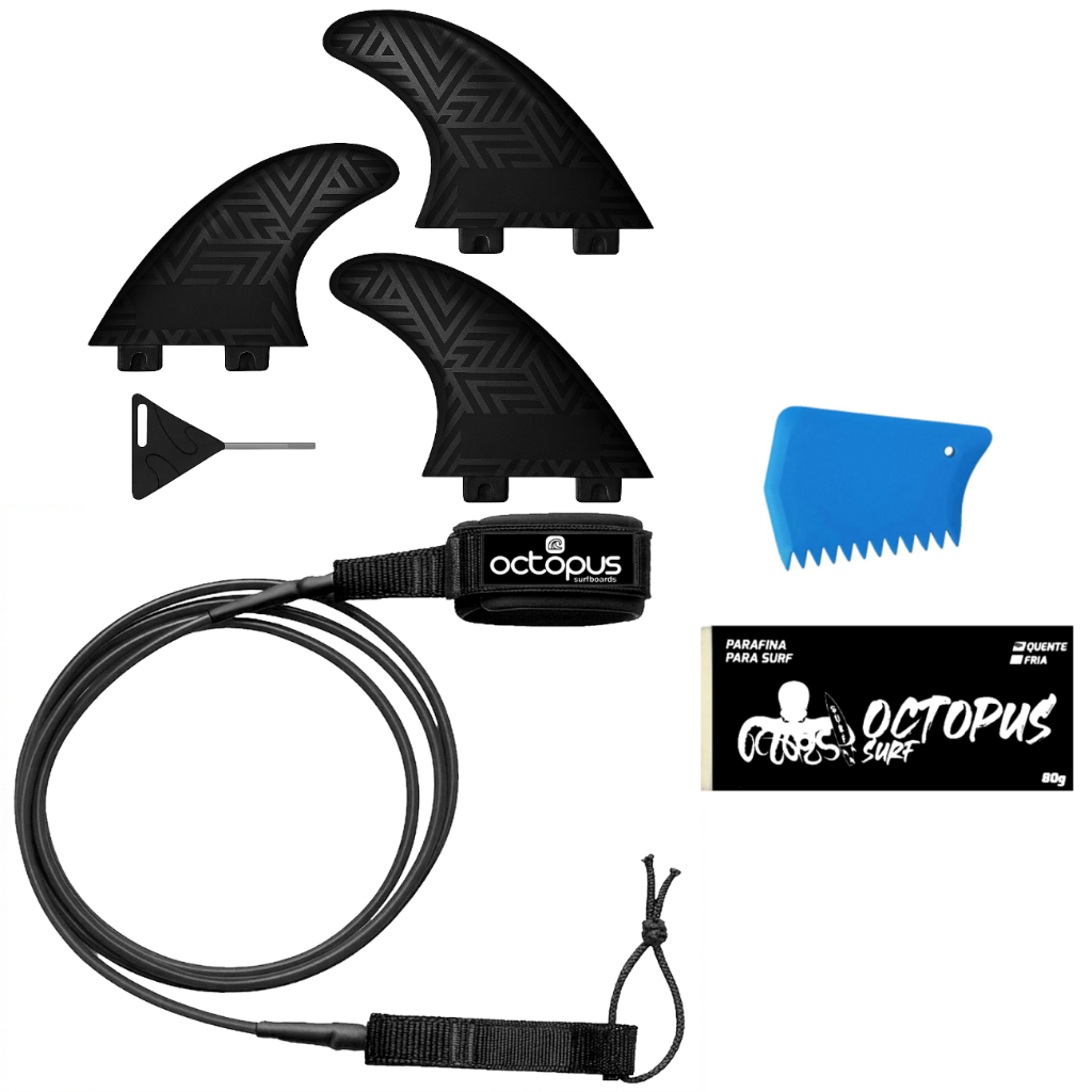Kit Surf Leash Strep Competição 6´ pés + Jogo de Quilhas + Chave + Parafina Surf + Raspador em Oferta na Shopee