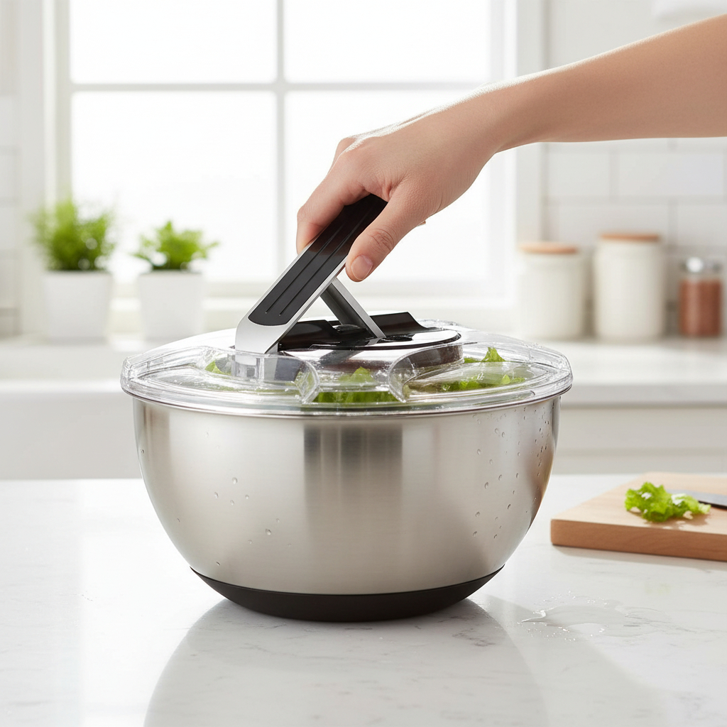 Secadora Seca Salada Centrifuga 2 em 1 Lavadora Salada Inox Legumes Verduras Bowl Inox Cozinha em Oferta na Shopee