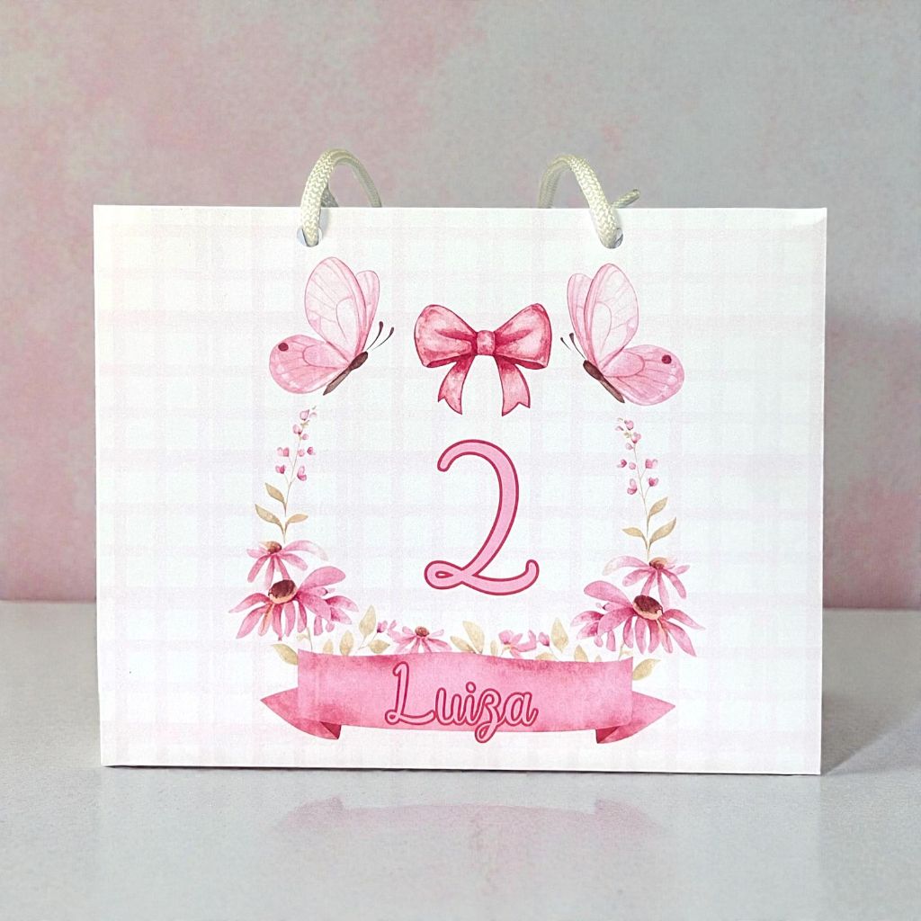Sacolinha personalizada JARDIM ENCANTADO  Lembrancinha Aniversário JARDIM BORBOLETAS