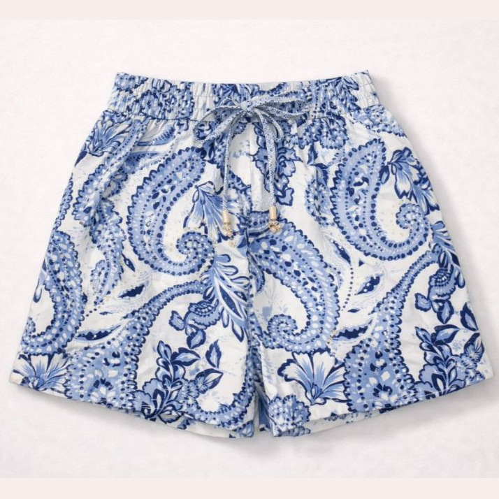 Shorts em Laise Estampada com Elástico