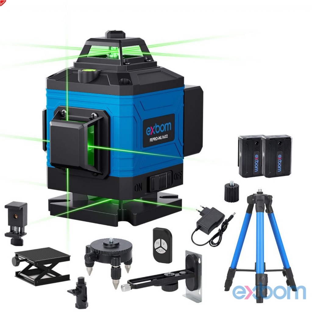 Nível a laser 4D 16 Linhas Maleta e Tripé Manivela NL-1632 80M